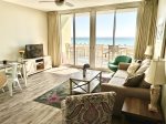 Open Living Area with Gulf views & sleeper sofa